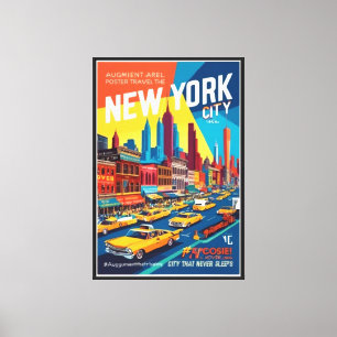Toile Retro NYC 1960 Hoverlay Travel Art