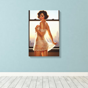Toile Retro Old School Pin-up Girl