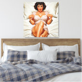Toile Retro Pin-up Girl avec Red Polka Dot PJ's (Insitu(Chambre))