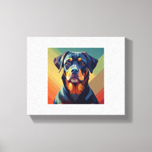 Toile Retro Pop Art Rottweiler - Portrait de chien color