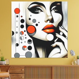 Toile Retro Pop Diva : Elégance géométrique Art Abstrait