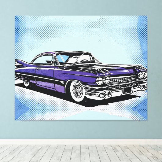 Toile Retro Purple Classic Car Side Pop Art (Insitu (Plancher de Bois))