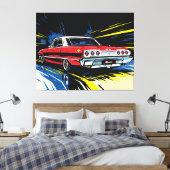 Toile Retro Red Muscle Car Side Pop Art Illustration (Insitu(Chambre))