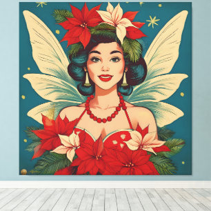 Toile Rétro Reine de Beauté Pin-Up de Noël Tropical des