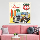 Toile Rétro Route 66 affiche "Bienvenue en Californie", (Insitu(Salon))