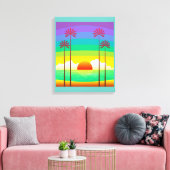 Toile Retro Seaside Sunrise Vintage (Insitu(Salon))
