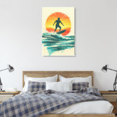 Toile Retro Sunset Surfer – Vintage Surf Art (Insitu(Chambre))