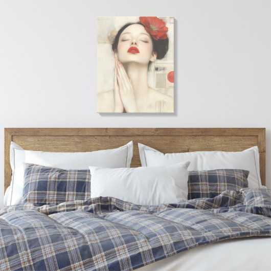 Toile Retro Whimsical Lady Stretched Canvas Print (Insitu(Chambre))