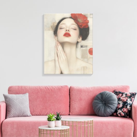Toile Retro Whimsical Lady Stretched Canvas Print (Insitu(Salon))