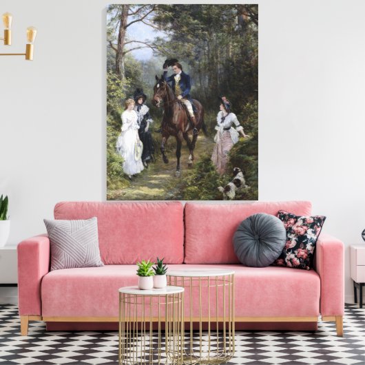 Toile Réunion dans la forêt (par Heywood Hardy) (Insitu(Salon))