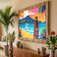 Rêve de Diamond Head Art de plage de style vintage