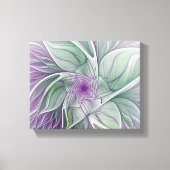 Toile Rêve de fleurs, Abstrait violet vert Fractal Art (Recto)