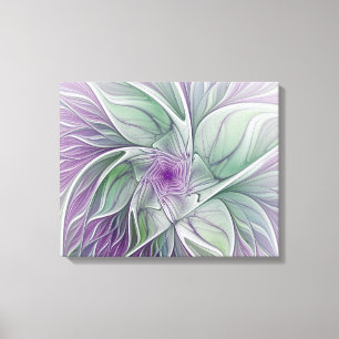 Toile Rêve de fleurs, Abstrait violet vert Fractal Art