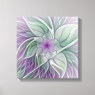Toile Rêve de fleurs, Abstrait violet vert Fractal Art