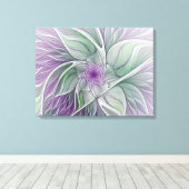 Toile Rêve de fleurs, Art Abstrait Violet Vert Fractal (Insitu (Plancher de Bois))