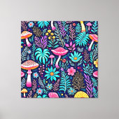 Toile Rêve de forêt de champignons psychédélique néon (Recto)