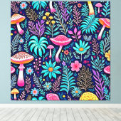 Toile Rêve de forêt de champignons psychédélique néon (Insitu (Plancher de Bois))
