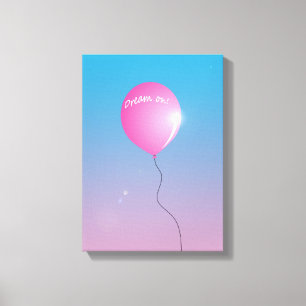 Toile Rêver sur Citer Ballon rose dans le ciel inspiré