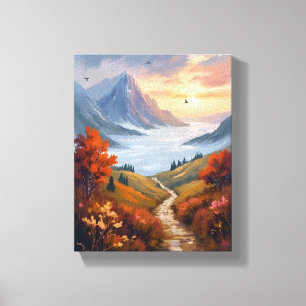 Toile Rêveries d'automne Paysage de montagne d'automne