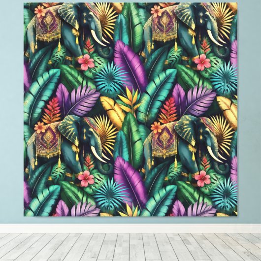 Toile Rêves de jungle d'éléphant indien Surface transpar (Insitu (Plancher de Bois))