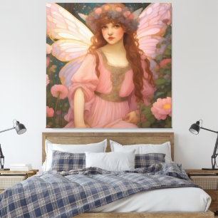 Toile Rêves Enchanteurs : Un Portrait De Fée Rose Whimsi