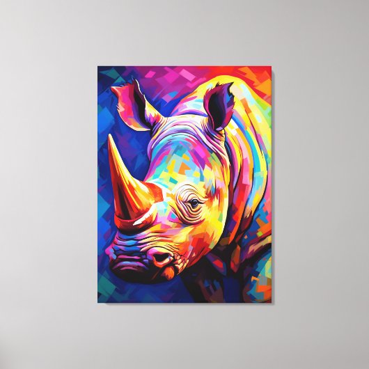 Toile rhinocéros colorés sur un multicolore (Recto)