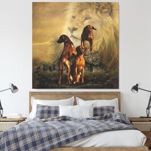 Toile Rhodesian Ridgeback avec Lion (Insitu(Chambre))