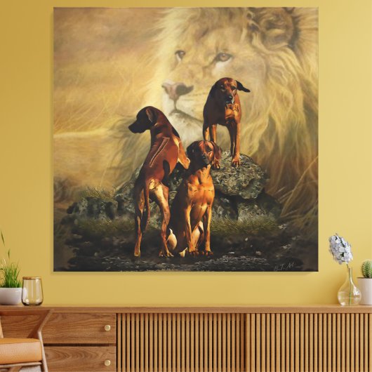 Toile Rhodesian Ridgeback avec Lion (Insitu(Salon))
