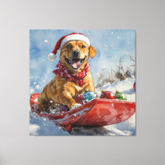 Toile Rhodesian Ridgeback Dog dans Sledge Noël (Recto)