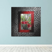 Toile Riche Faux Gris Collection en cuir - Rouge Floral  (Insitu (Plancher de Bois))