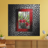 Toile Riche Faux Gris Collection en cuir - Rouge Floral  (Insitu(Salon))