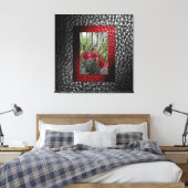 Toile Riche Faux Gris Collection en cuir - Rouge Floral  (Insitu(Chambre))