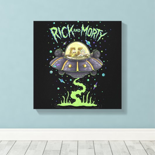 Toile RICK ET MORTY™ | Graphique de vol spatial illustré (Insitu (Plancher de Bois))
