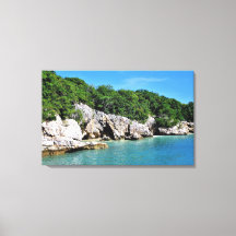 Rive tropicale paisible avec grottes