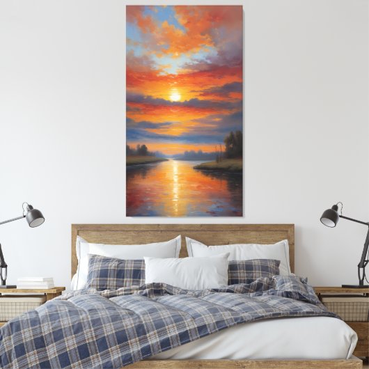 Toile River of Fire: Serene Sunset Reflections (Insitu(Chambre))