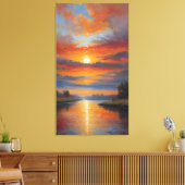 Toile River of Fire: Serene Sunset Reflections (Insitu(Salon))