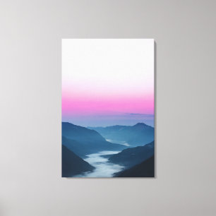 Toile Rivière de brouillard qui traverse les montagnes a