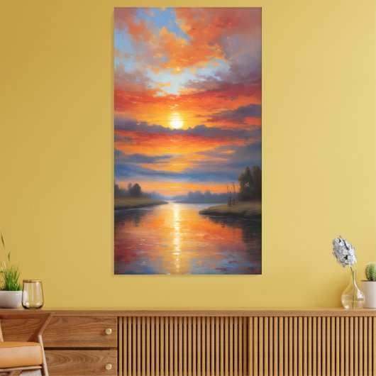 Toile Rivière de Feu : Reflets sereins du coucher de sol (Insitu(Salon))