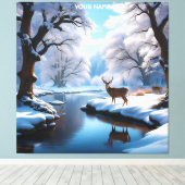 Toile Rivière d'hiver de Imaginaire Vivid Deer (Insitu (Plancher de Bois))