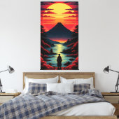 Toile Rivière du coucher de soleil avec volcan (Insitu(Chambre))