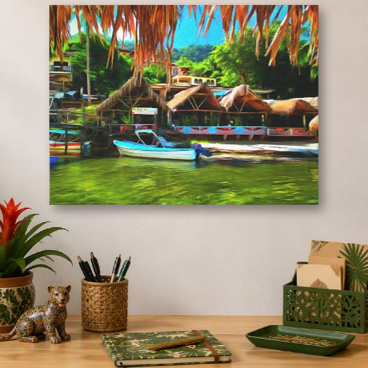 Toile Rivière Mismaloya 0331 Art de plage mexicain Palap