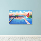 Toile Rivière Oswego Vue des écluses des canaux et du po (Insitu (Plancher de Bois))