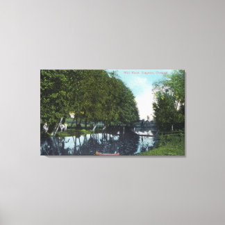 Toile Rivière pittoresque avec scène de canot Eugene, OR