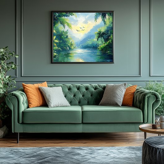 Toile Rivière Tranquille Qui Tourne À Travers Une Jungle