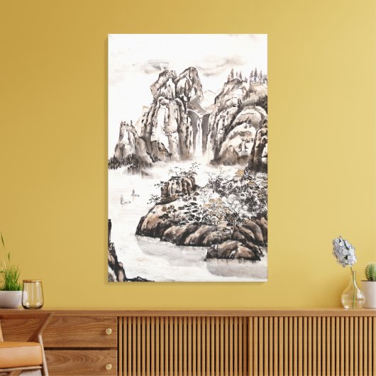 Toile Rivière Yangze avec cascade (Insitu(Salon))