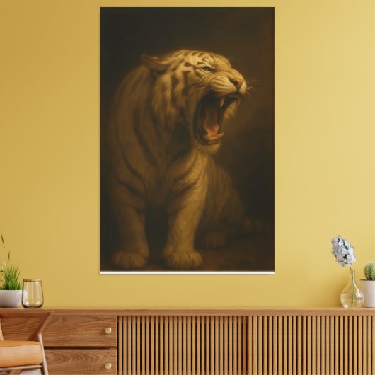 Toile Roaring White Tiger – Fine Art Premium Canvas Prin (Insitu(Salon))