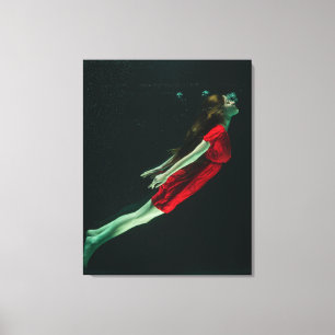 Toile Robe rouge fille nager Imaginaire photographique