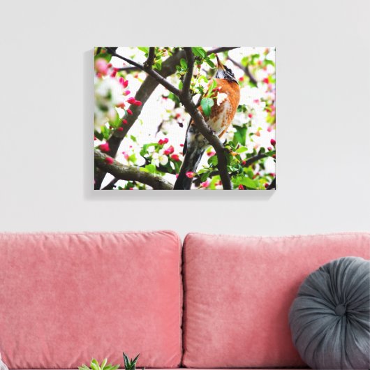 Toile Robin en floraison Crabapper Tree Imprimer Canvas (Insitu(Salon))