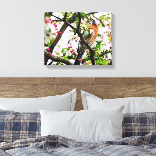 Toile Robin en floraison Crabapper Tree Imprimer Canvas (Insitu(Chambre))