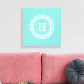 Toile Robin Oeuf Wht Clé Grecque Rnd XL Cadre En Monogra (Insitu(Salon))